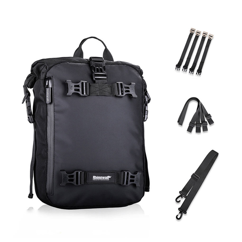 Motor Panniers Bag 10L Waterproof Bumper Rear Pack Trunk Seat Motorbike Fuel Tank Saddlebag Travel Outdoor Riding Black
